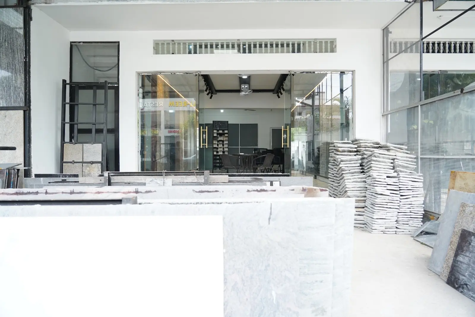 Slabs in the showroom